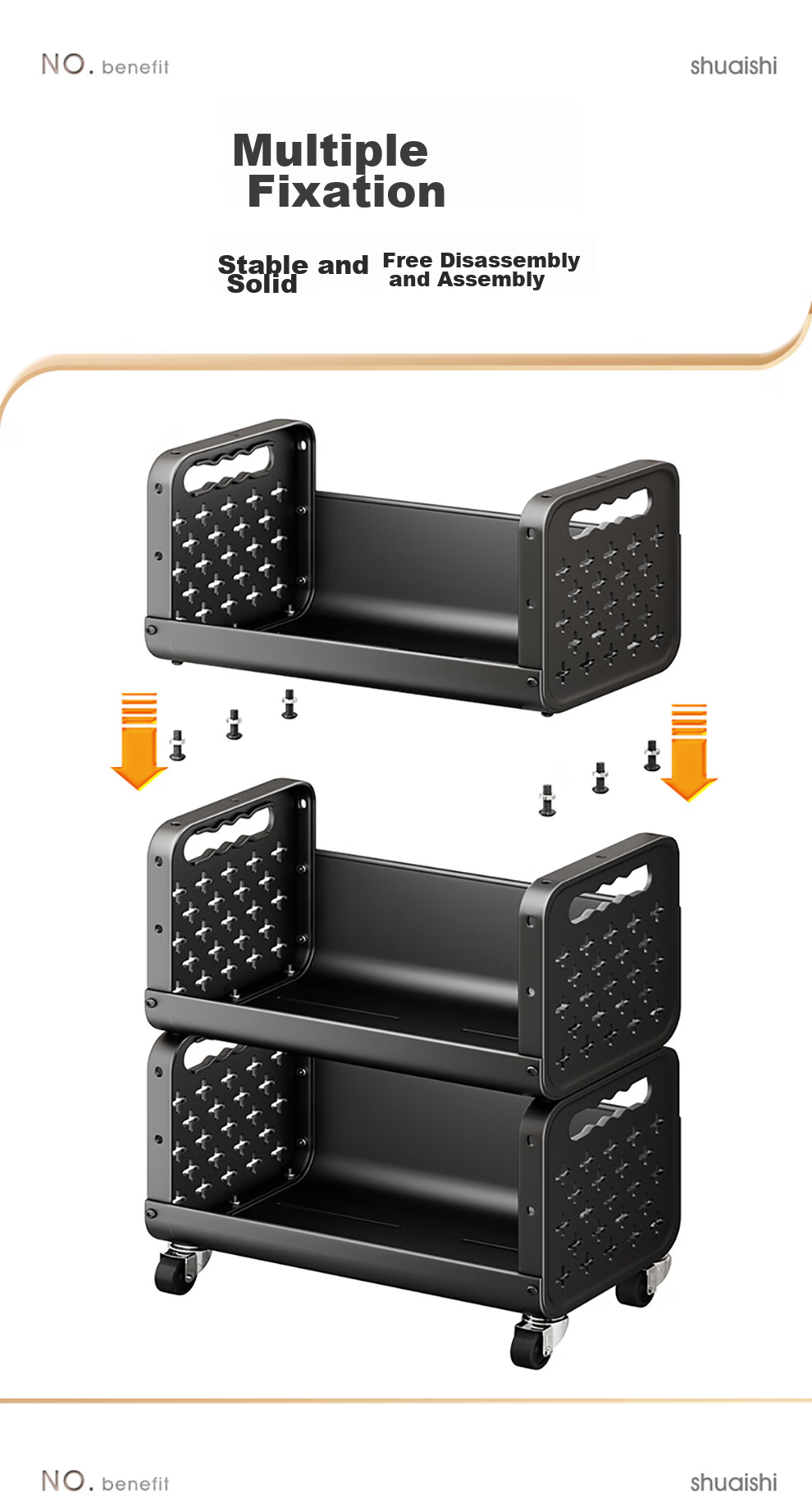 Shuaishi Kitchen Storage Rack, Fruit And Vegetable Organizer, Vegetable Shelf, Snack Trolley, Floor-Standing Basket 6
