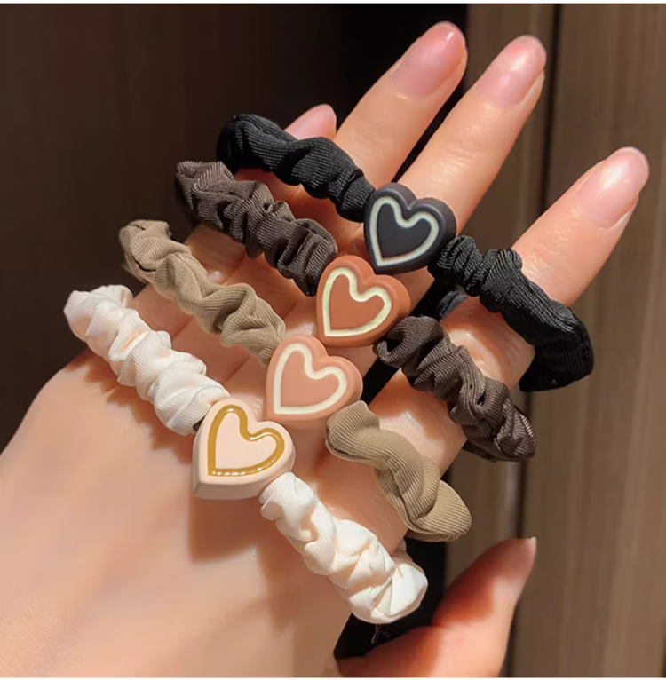 Jingxiaodi 5 Heart-Shaped Hair Ties for Women, Bun Maker, High Elasticity Rubber Bands, Hair Ties, Non-Damaging Hair Bands, Hair Accessories 6