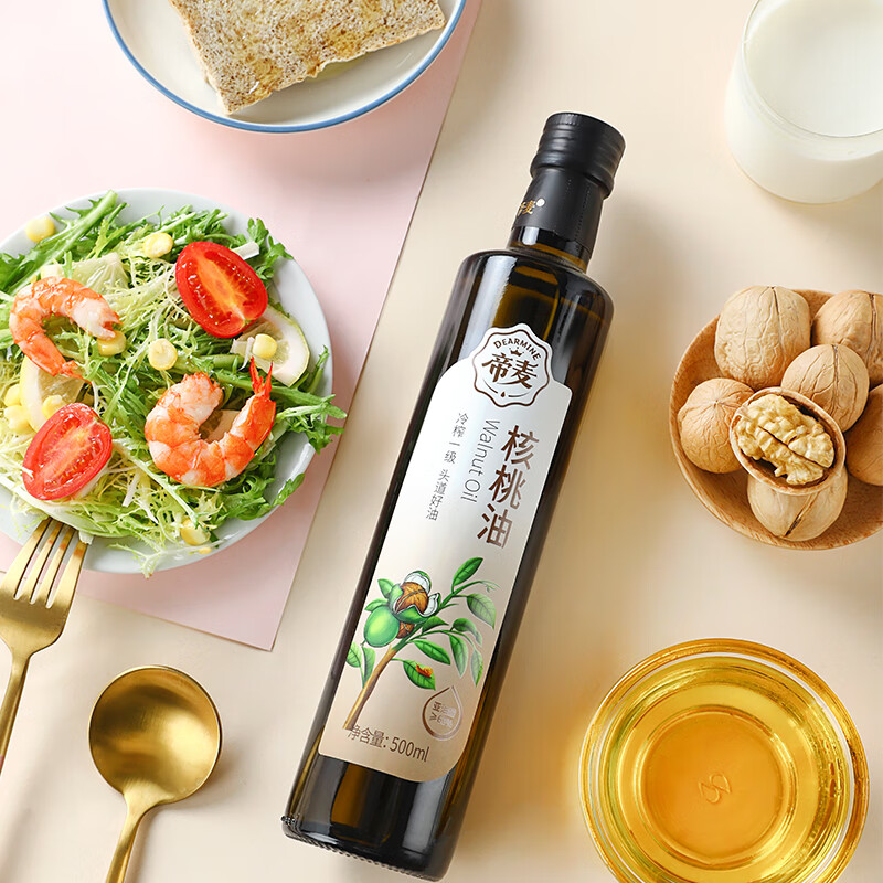 帝麦冷榨核桃油500ml适用于儿童宝宝孕妇食用油礼盒 热门商品