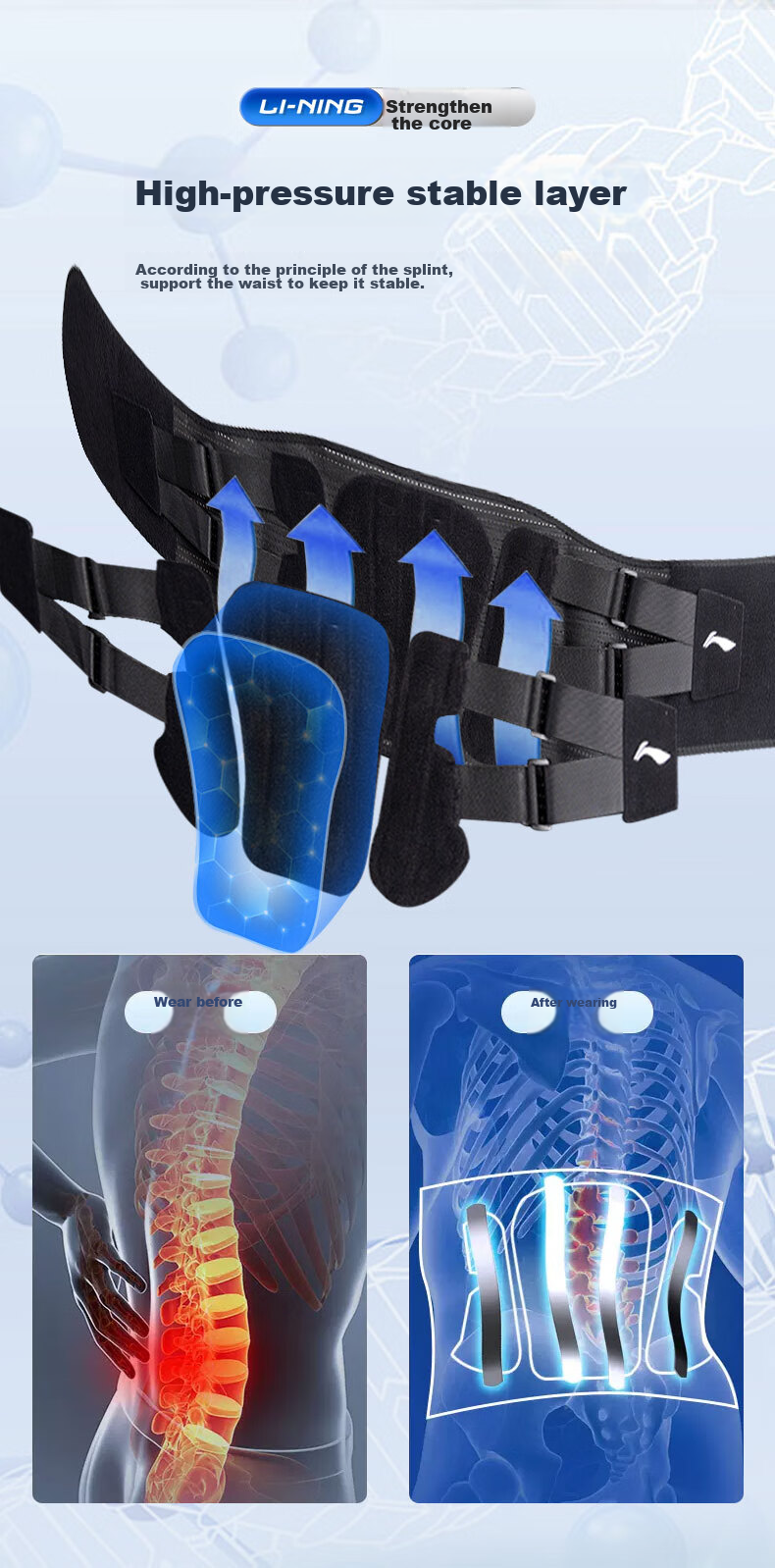 Li-Ning Back Support Belt for Men And Women, Warm Lumbar Disc Herniation Lumbar Muscle Strain Steel Plate Support Sports Waist Brace for Prolonged Sitting 8