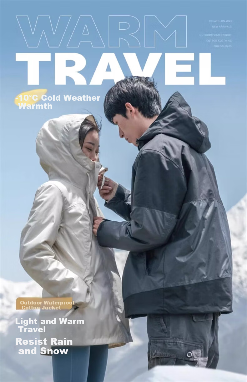 DECATHLON Autumn And Winter Outdoor Fleece-Lined Thick Cotton Jacket, Windproof And Waterproof Coat for Women, Milk Tea Brown, XS-4530729 1