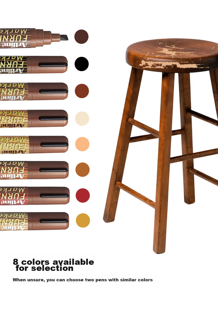 [Back to School Essential] Shachihata Artline Wood Furniture Wood Grain Pen for Old Furniture Renovation And Scratch Repair, Square Tip, 2.0-5.0mm, MAPLE Light Brown EK-95 8