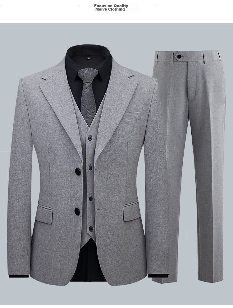 Patuowa Men's Suit Set, Slim Fit Professional Formal Wear, Men's Business Suit, Wedding Attire, Black, 4XL 15