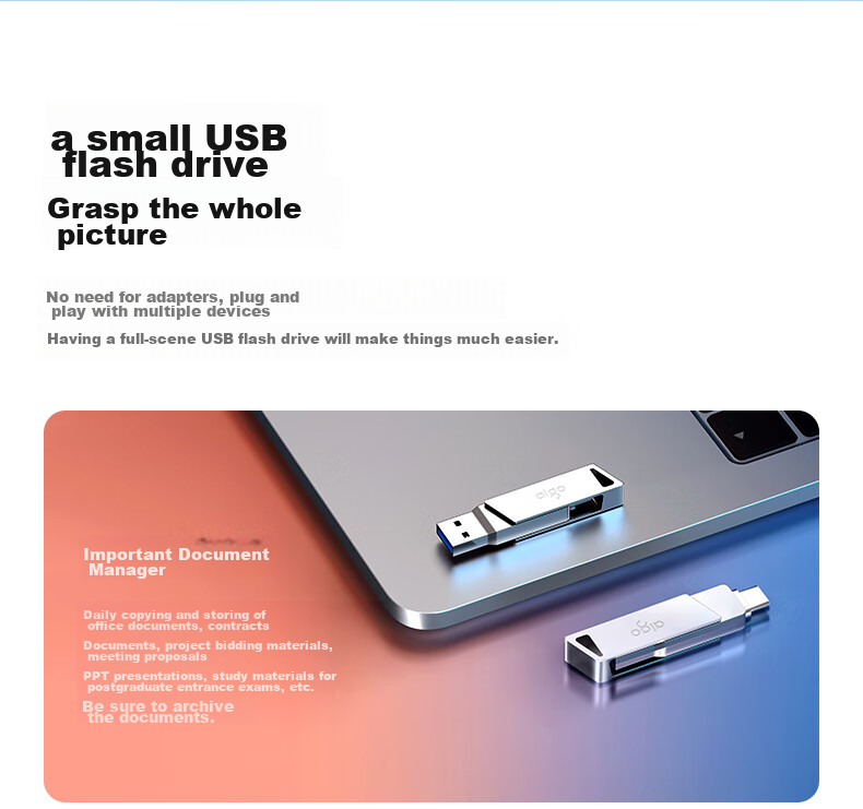 Aigo 32GB Type-C Dual-Interface USB Flash Drive U350 High-Speed OTG Dual-Port Flash Drive for Smartphones, Tablets, And Laptops 8