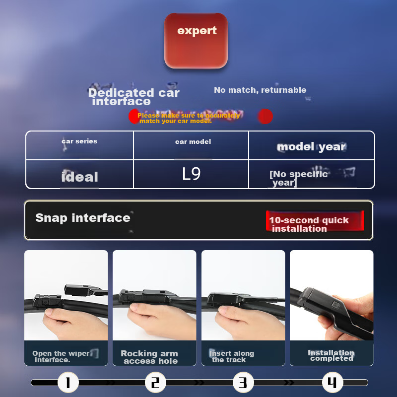 Aolin Lixiang L9 Windshield Wipers, Original Boneless Wiper Blades, Factory Size A-Grade Rubber Strips, 1 Pair Set