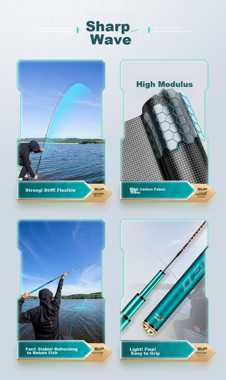 Grsaed Rui Lang 6.3-Meter Fishing Rod, Handheld Carbon Fiber Ultra-Light Ultra-Hard Fishing Pole, Platform Fishing Rod Set 4