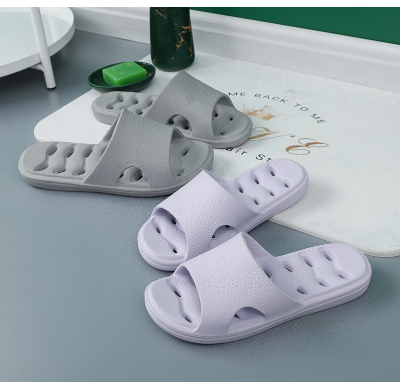 GUOLUOFEI [Size Adjustment] Bathroom Slippers for Men And Women, Summer Indoor Hollow Water-Evaporating EVA Sandals, Navy Blue, Size 41-42 16