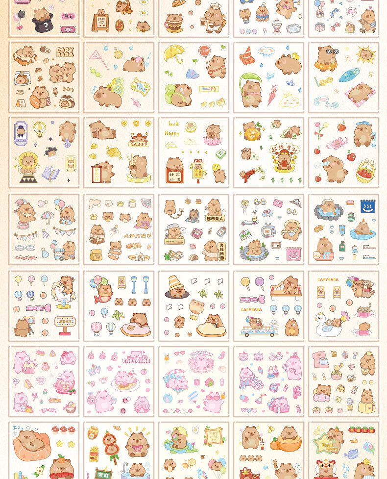 DiLe Journal Sticker Material Set, Cute Cartoon Children's Stickers, Waterproof Transparent Cup Stickers, 100 Pieces, KBX-2316C Shihua Ruomo Gift Set 14