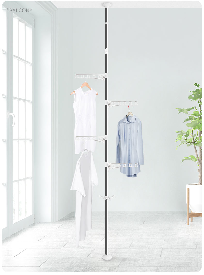 Baoyouni Extendable Clothes Drying Rack, Freestanding Hanger Stand, Modern Simple Balcony Floor-Standing Clothes Drying Rack for Bedroom 3