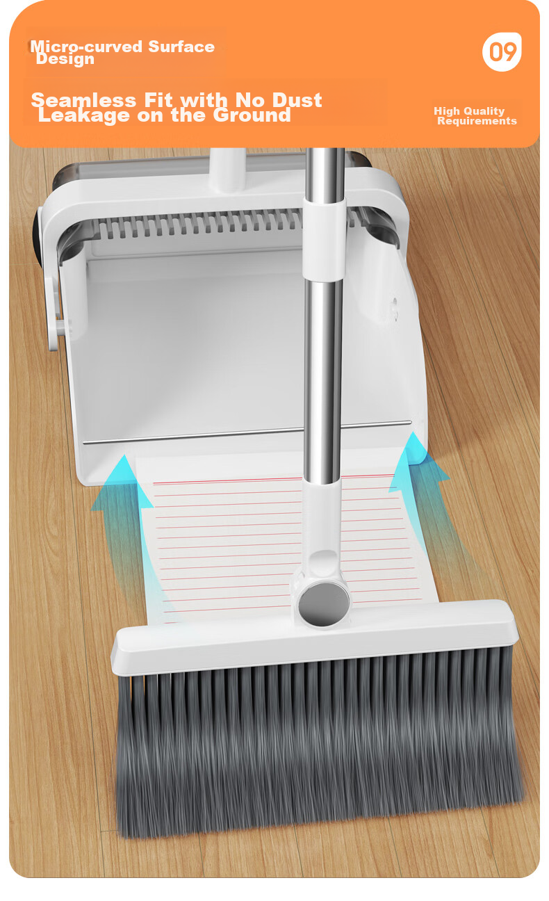 Jieshibao Broom And Dustpan Set for Home Use, 2024 New Model Sweeping Broom Set with Automatic Combination Garbage Bin, Three-Piece Set 10