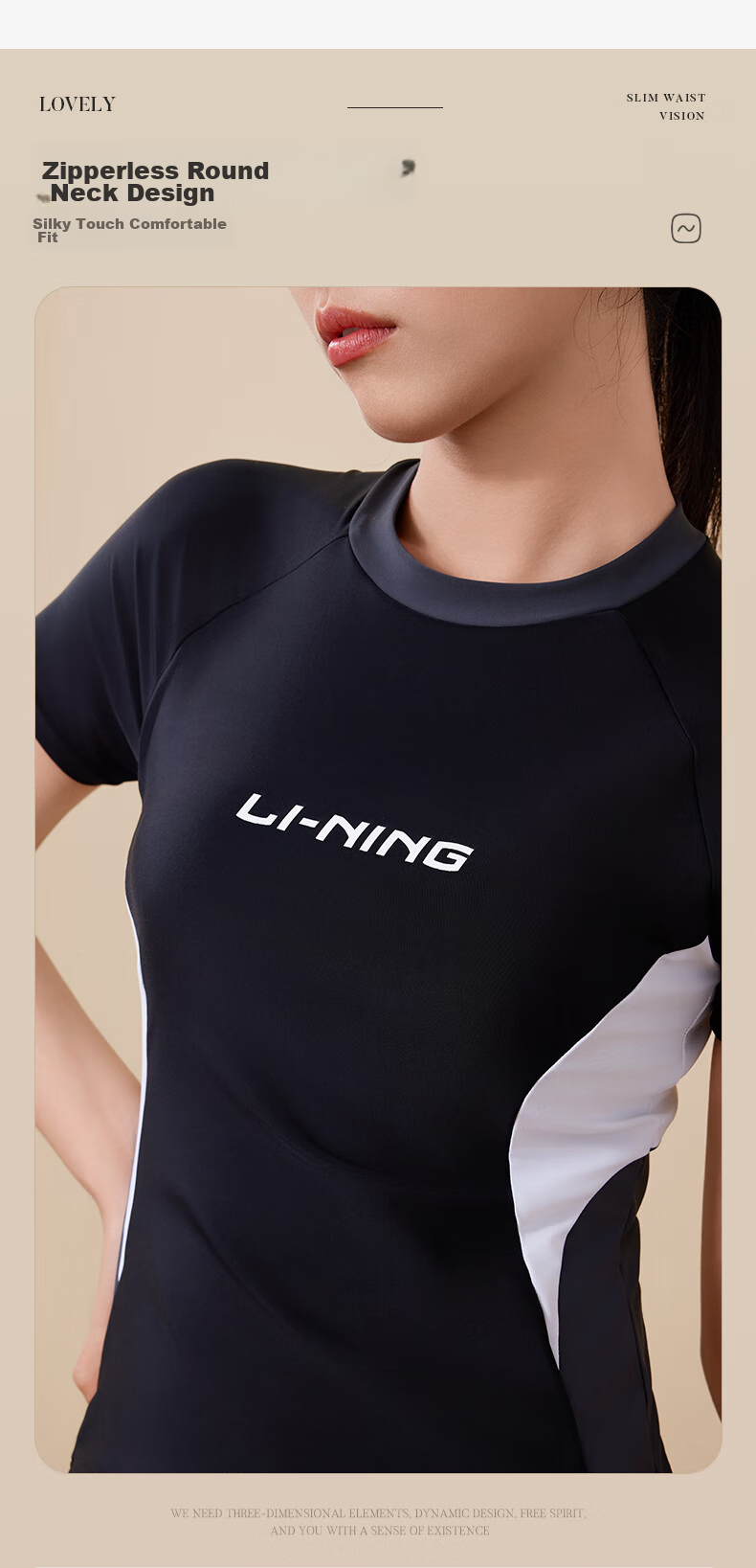 Li-Ning Women's Two-Piece Swimsuit with Skirt, Tummy Control, Slimming, Quick-Dry, Hot Spring Swimwear 4591 Black And Gray XXL 9