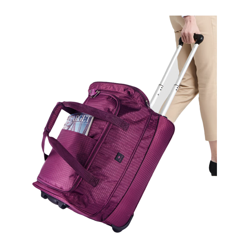 LUCKY CLUB Oxford Cloth Trolley Bag Travel Handbag Canvas Short-Distance Carry-On Backpack Luggage Bag, 18-Inch Mysterious Purple