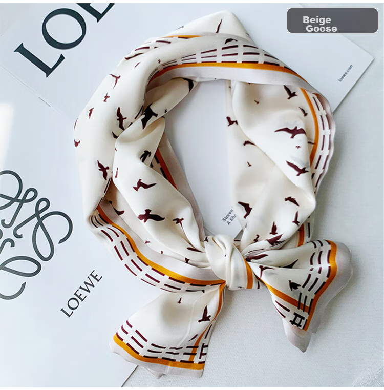 GLO-STORY Silk Scarf for Women, Mulberry Silk Versatile Double-Layer Fine Silk Narrow Small Scarf Long Flowing Ribbon Qixi Gift Box Set 18