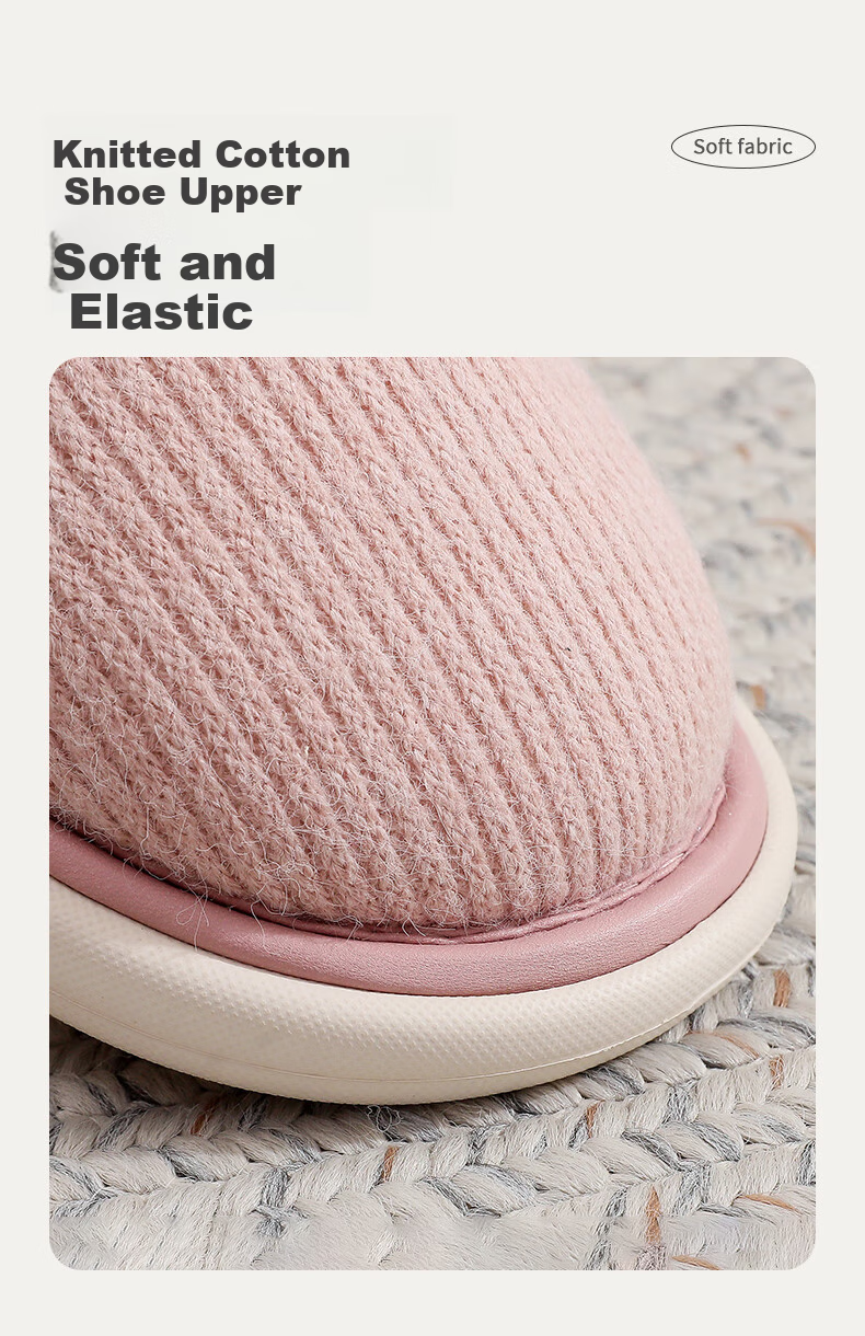 GUOLUOFEI Cotton Slippers for Men, Indoor Home Non-Slip Fleece-Lined Quiet Furry Slippers for Women, Couple Style, Gray, Size 42-43 2