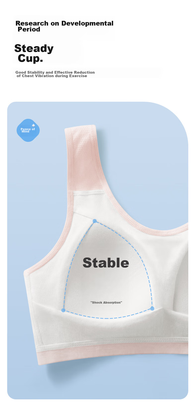 Meiya Ting Girls' Sports Bra, Puberty Training Bra for Young Girls, Camisole for Middle And High School Students, Children's Bra, 2-Piece Set, Size M 8