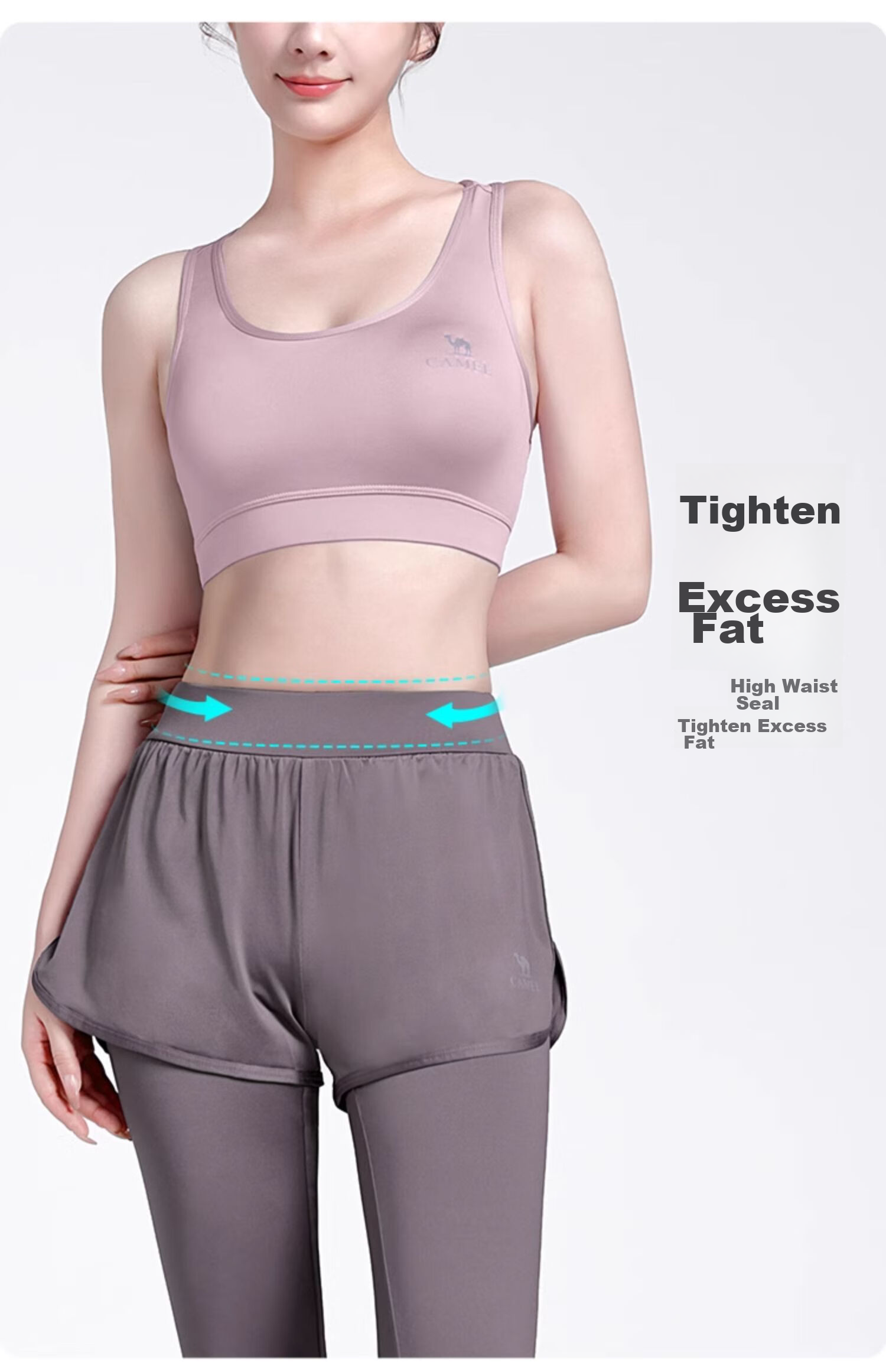 CAMEL Yoga Outfit Set for Women, Morning Run Outdoor Sportswear, Slim-Fit Breathable Fitness Wear, Five-Piece Set YK22255493 10