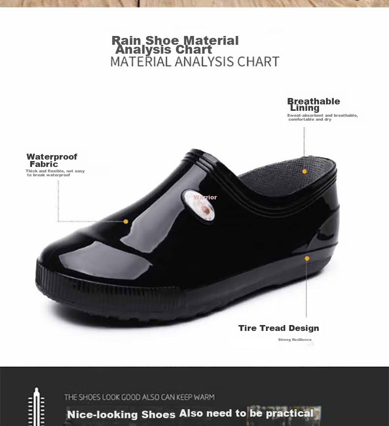 Huili Low-Top Rain Boots for Men And Women, Couples' Fashion Style Chef Rain Boots Water Shoes Waterproof Non-Slip Wear-Resistant Comfortable Overshoes HL329 Short Black Size 43 2