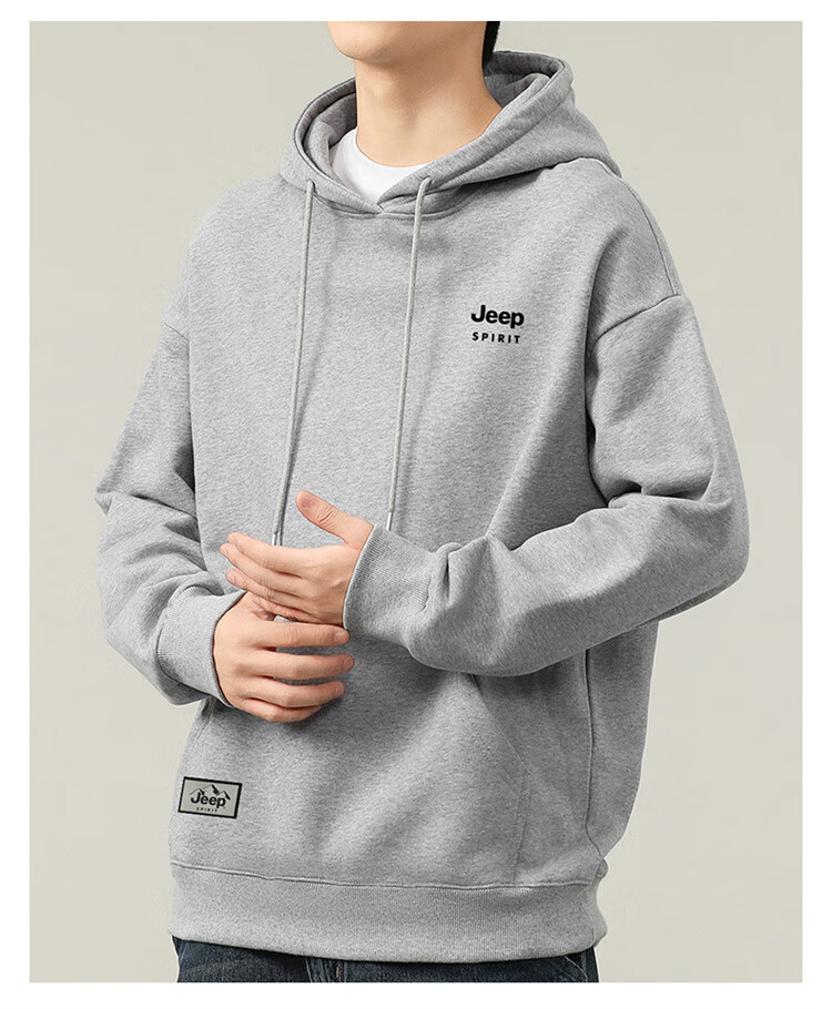 JEEP SPIRIT Men's Hooded Sweatshirt, Casual Loose Long-Sleeve T-Shirt for Spring, Base Layer for Men, Deep Blue, 2XL 24