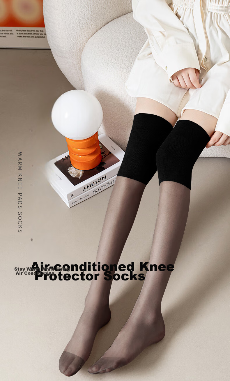 Langsha Knee-High Stockings for Women, Air Conditioning Room Knee Protection, Calf Warmer, Thin Summer Patchwork Stockings, 3 Pairs 1