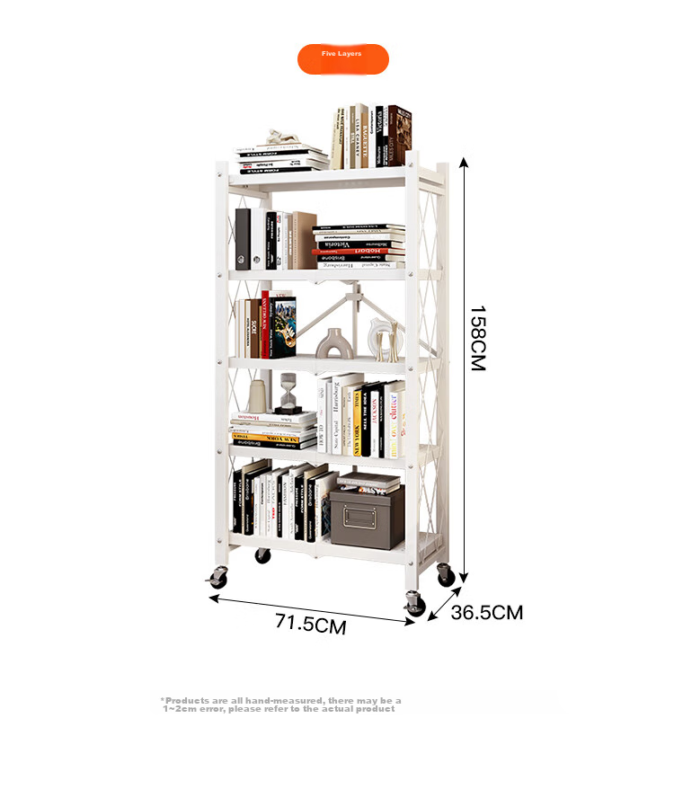 Yicainianhua Floor-Standing Bookshelf for Living Room, No Installation Required, Movable Folding Iron Art Bookcase, Book Storage Rack 6060 13