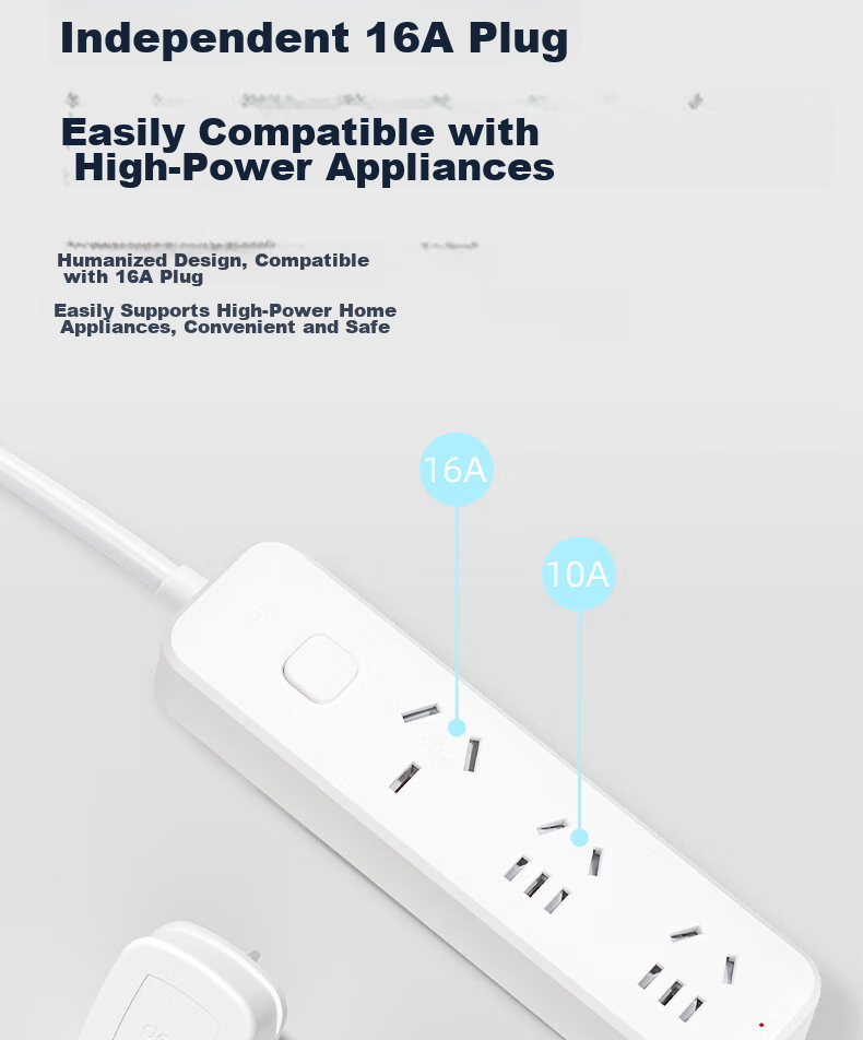 Deli 16A High-Power Socket, 4kW Air Conditioner Socket/power Strip/extension Cord/outlet Strip/power Board, 3 Outlets, Master Switch, 3 Meters (With 16A Converter), LX224S 10