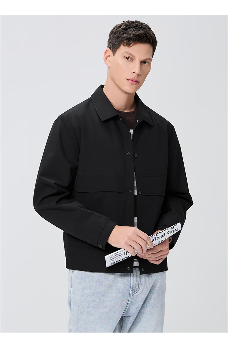 DANCING WOLVES [4A Waterproof] Lightweight Outdoor Workwear Jacket, Casual Easy-Care Versatile Men's Coat, 001 Black, Size S 3
