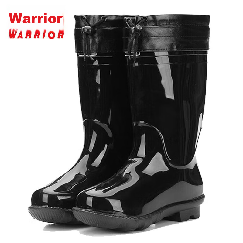 Huili Men's Rain Boots with Fleece Lining And Cotton Padding, Warm And Stylish Waterproof Non-Slip Wear-Resistant Outdoor Boots HL838 Mid-Calf Black Size 43