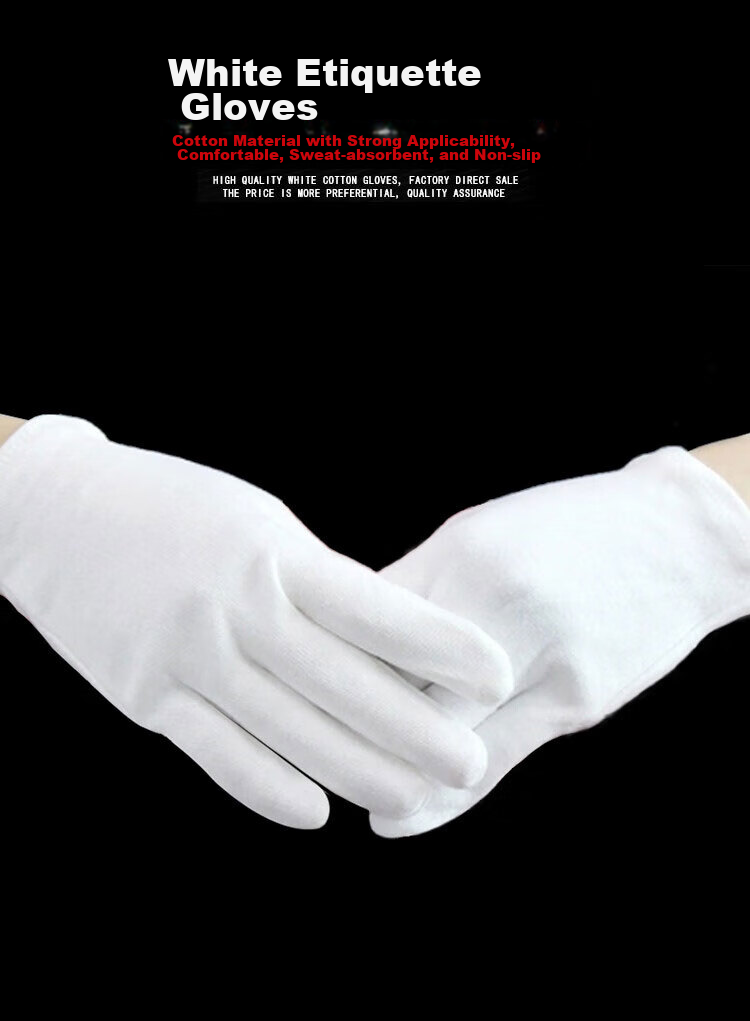 Beifute White Cotton Gloves, Breathable Driving Gloves, Thin Work Gloves for Antiques, Jewelry Handling And Performance, Thickened And Enlarged Version, 6 Pairs 1