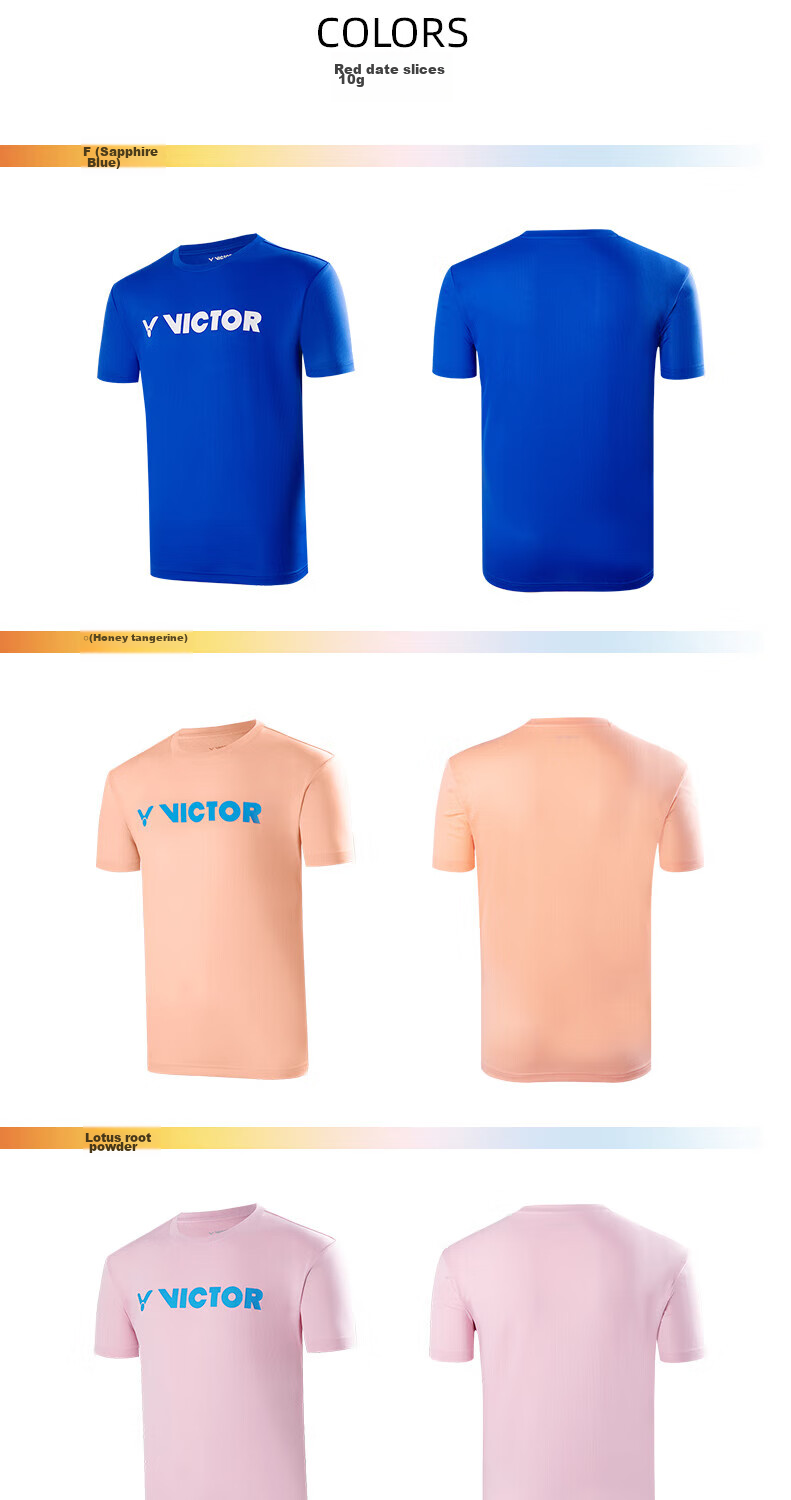 VICTOR Badminton Shirt for Men, Training Wear, Quick-Dry Breathable T-Shirt T-40050, Bleached, O 6