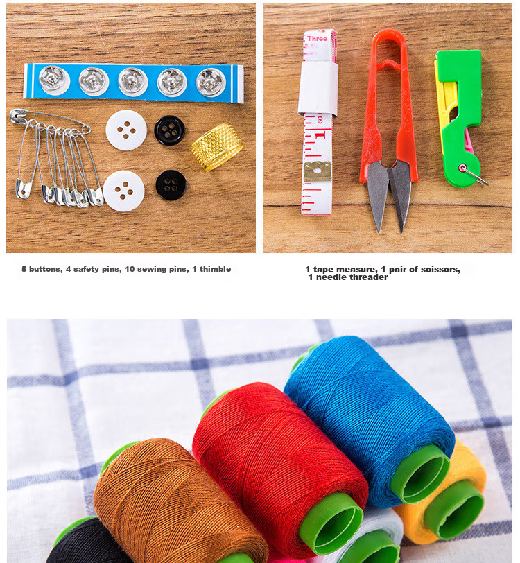 JAJALIN Home Sewing Kit with 7 Thread Spools, Travel Sewing Supplies, Mending Tools Storage Bag, Random Color 4