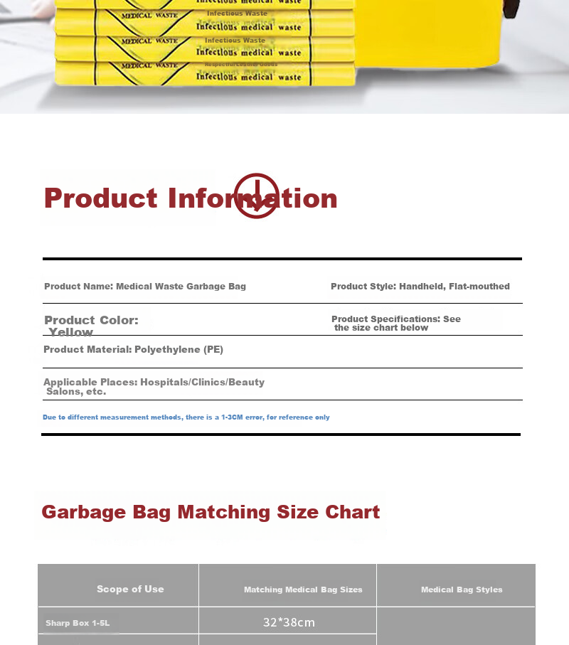 The To Buy Medical Waste Bags, 70L Yellow Thickened Flat-Mouth Clinic Hospital Medical Waste Garbage Bags, 80*90cm, 3 Mil Thickness, 50 Pieces 2