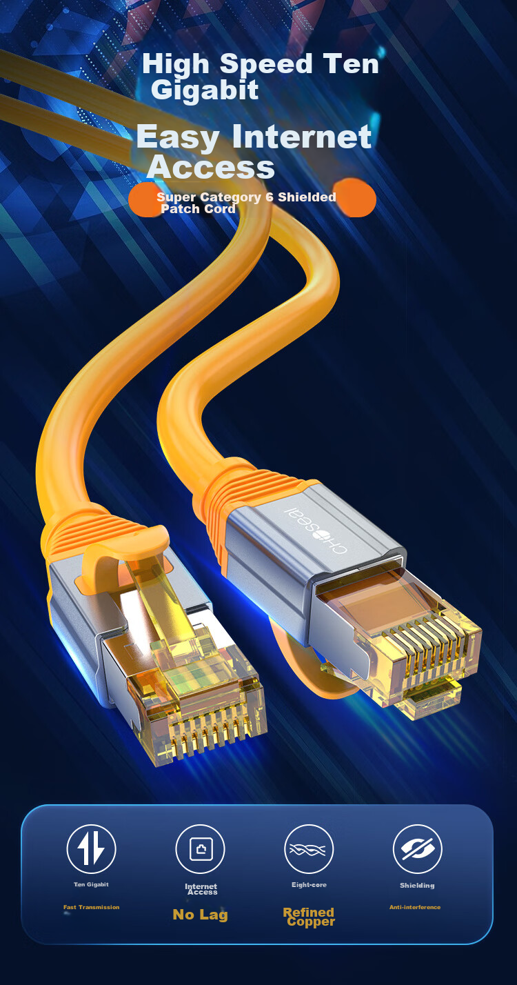 CHOOSEAL Cat6A Shielded Pure Copper 8-Core Twisted Pair Cable, Engineering Grade 10 Gigabit Network Connection Cable, Computer Broadband Home Pre-Made Patch Cord 30 Meters QS567C 1