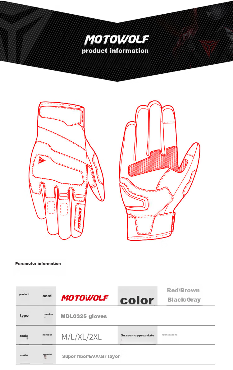 MOTOWOLF Motorcycle Summer Riding Gloves Unisex Windproof Anti-Fall Off-Road Breathable Biker Gloves 14