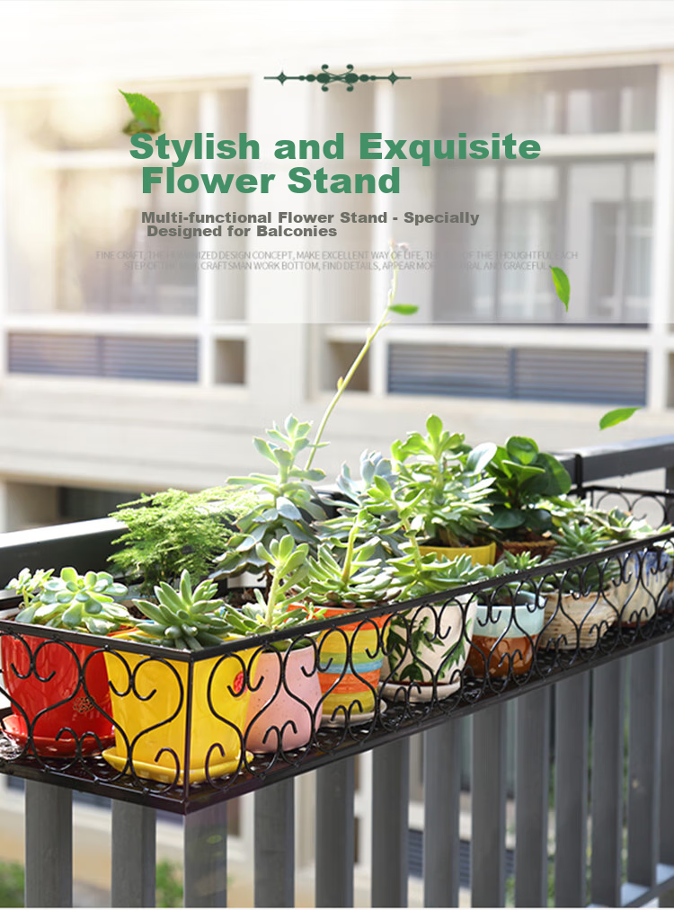 Anerya European-Style Balcony Flower Rack Planter, Wrought Iron Railing Multi-Tier Hanging Flower Pot Rack Wall-Mounted Pothos Succulent Flower Stand 1