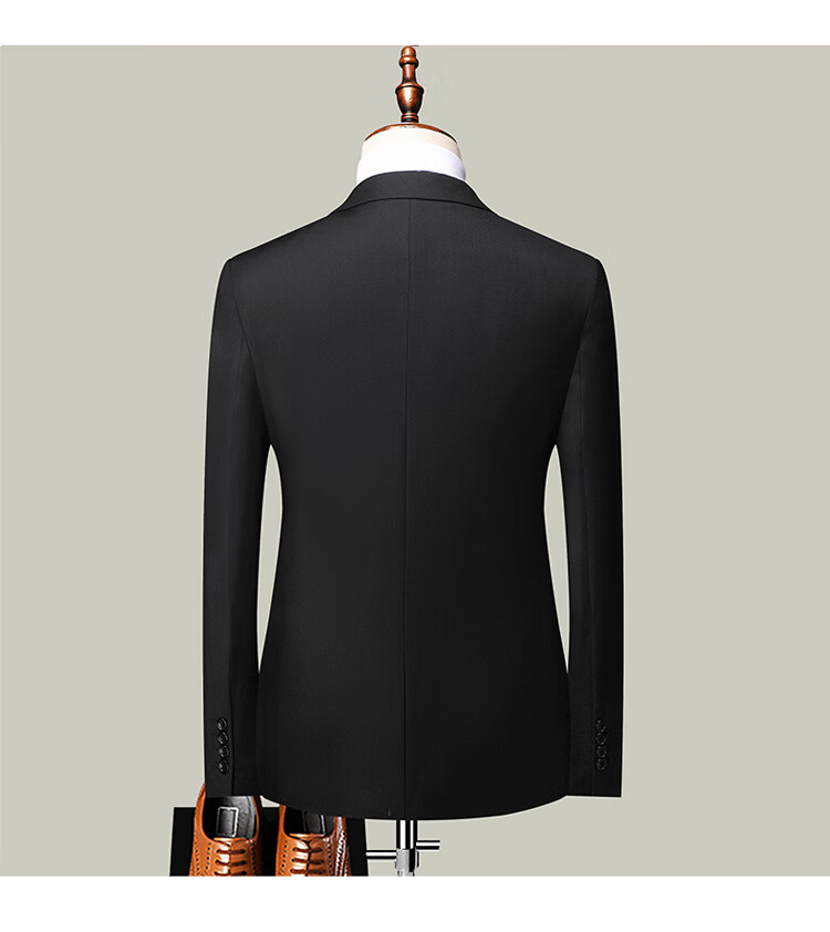 ROMON Men's Business Slim Fit Suit Set Single Button Black XL Groom Best Man Formal Wear 6