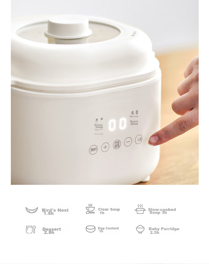 Olayks Instant Electric Stew Pot, Electric Stew Cup, Double Boiler, Soup Pot, Bird's Nest Stew Pot, Steamer Pot, Baby Food Cooker for Porridge, 1L with Steamer Basket 8
