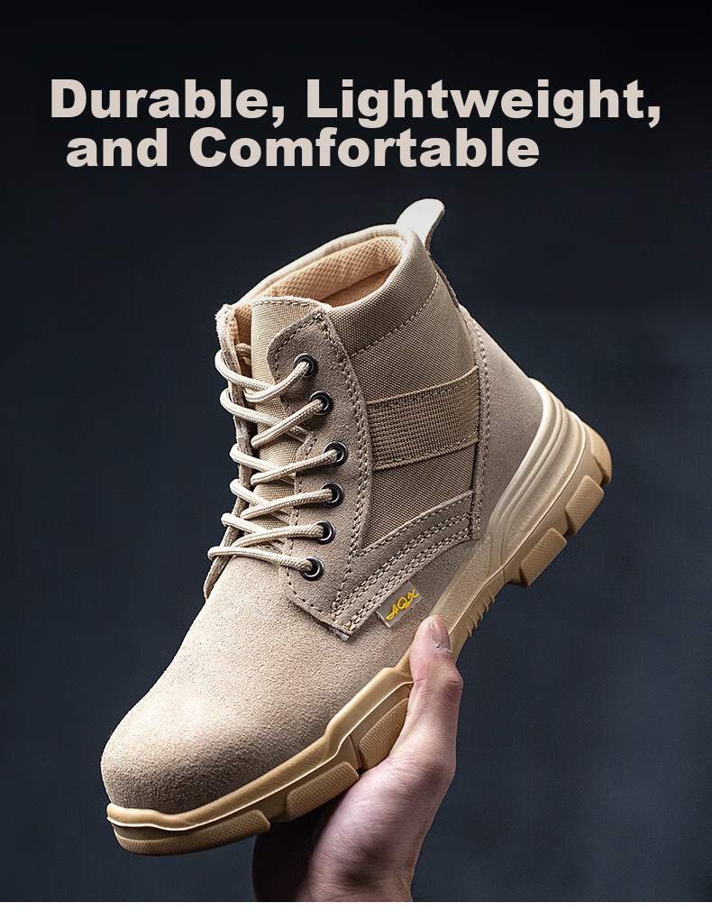LAOGUANJIA Men's Safety Shoes with Steel Toe Cap, Anti-Smashing, Puncture-Resistant, Solid Sole, Wear-Resistant, Breathable, High-Top Protective Boots LA37 2