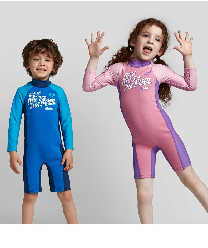 Arena Children's Long-Sleeve Swimsuit with Shorts, One-Piece Swimwear for Older Kids, Sun Protection, Chlorine-Resistant, Quick-Drying, Professional Training, Vacation, Hot Springs 9