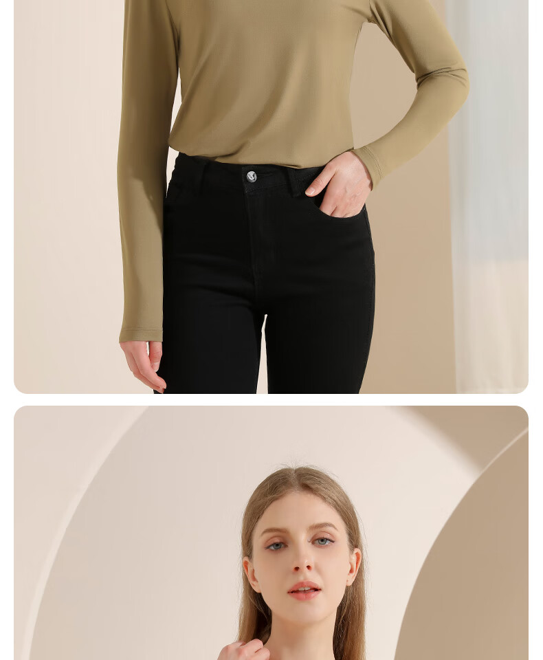 Urban Beauty Women's Round Neck Base Layer Shirt Mask Base Garment Single Piece Warm Slim Fit Lightweight Comfortable Top Black 2XL 17