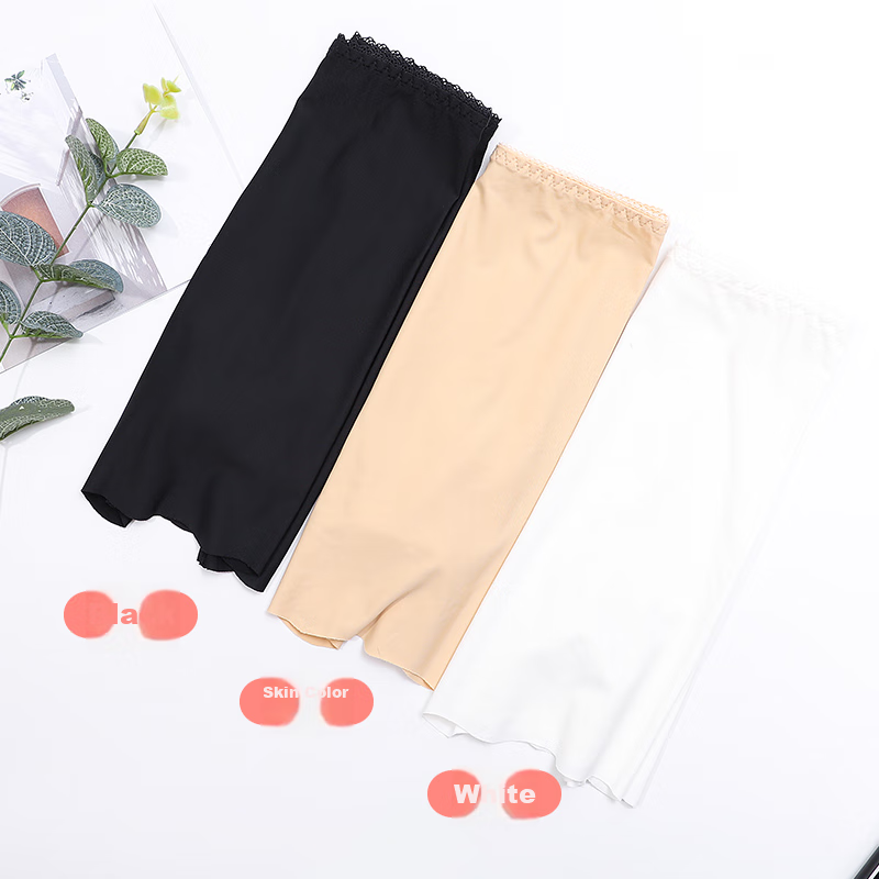 Langsha Women's Anti-Exposure Safety Shorts, Seamless High-Waist Three-Quarter Length Ladies' Underpants, One Each in Skin Color And White, Size 160/M