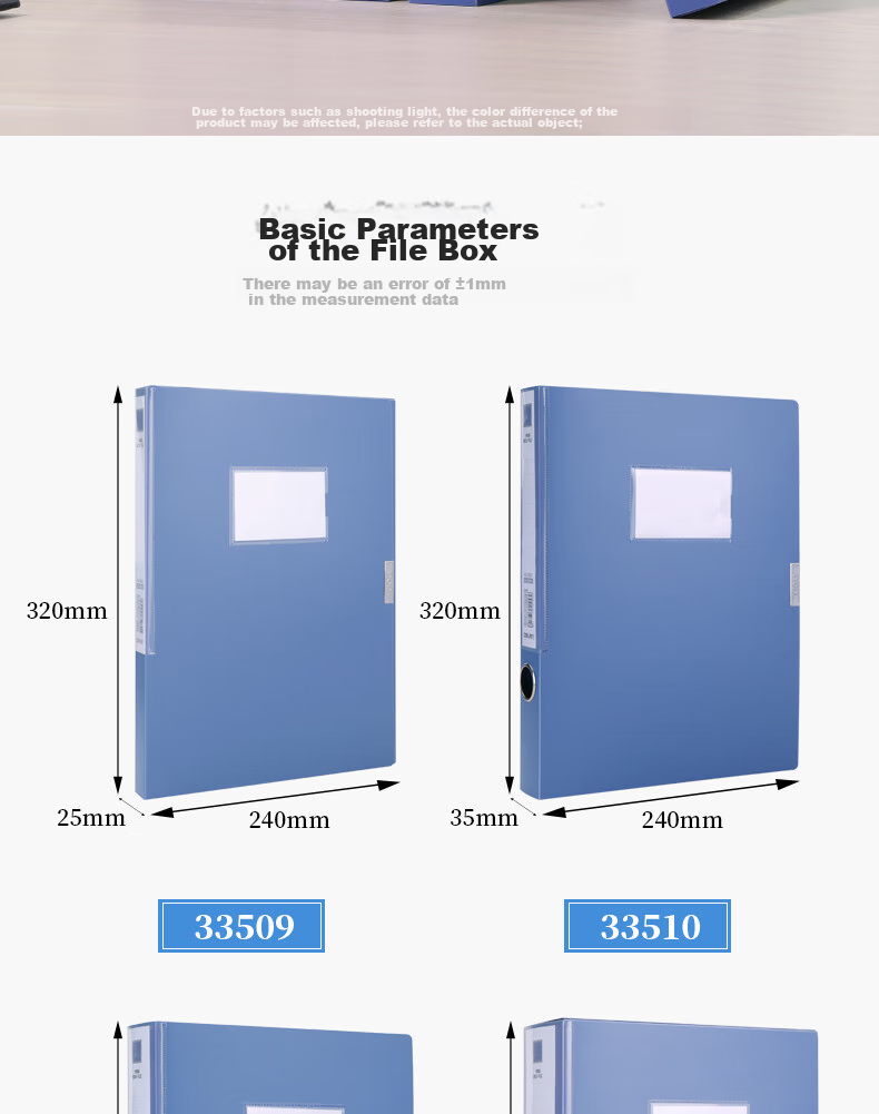 Deli 10 Pieces, 35mm A4 Velcro File Box, Plastic Document Box, File Storage Box, Office Supplies, 33510-10 Blue 3
