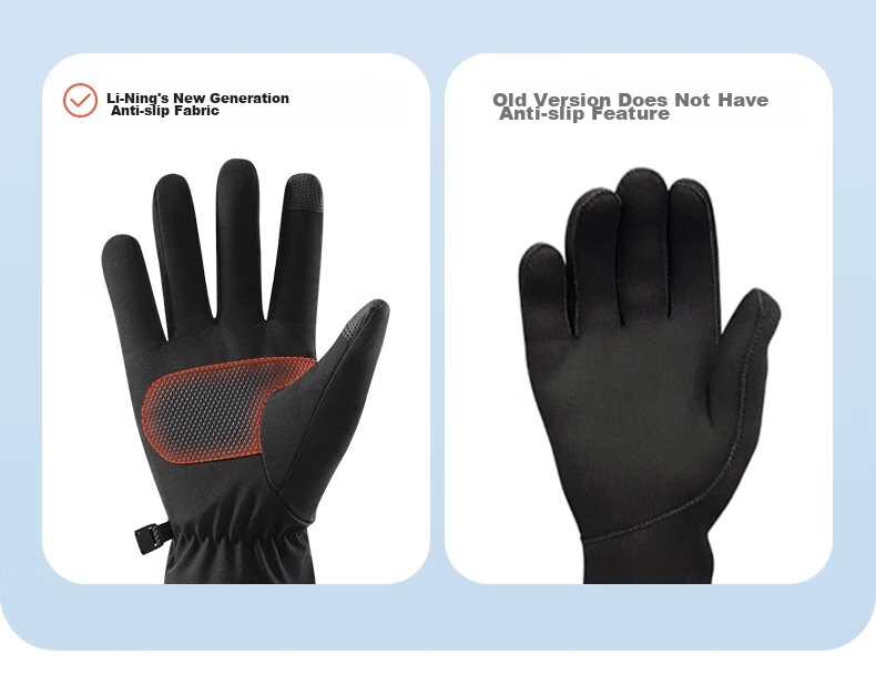 Li-Ning Cycling Gloves, Winter Men's Warm Thickened Cold-Proof Ski Gloves, Electric Bike Motorcycle Gloves, Windproof And Frost-Resistant 8