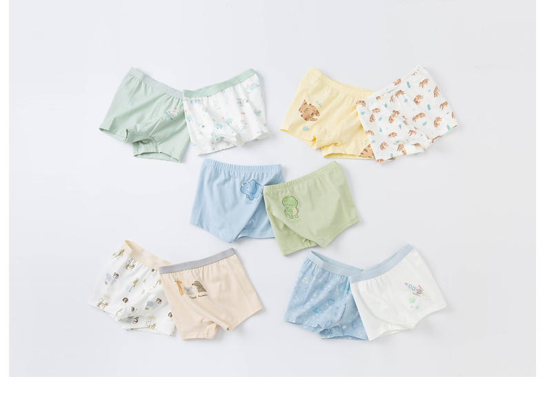 DAVE & BELLA [Two-Pack] Boys' Elastic Boxer Briefs 2024 Children's Boxer Shorts Baby Underwear 11
