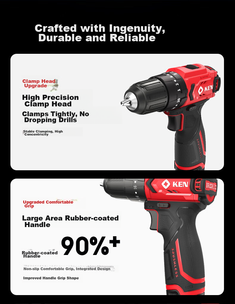 KEN 12V Impact Drill Q12XT-2 Brushless Lithium Drill, Multi-Functional Electric Drill, Household Screwdriver, Power Tool 13