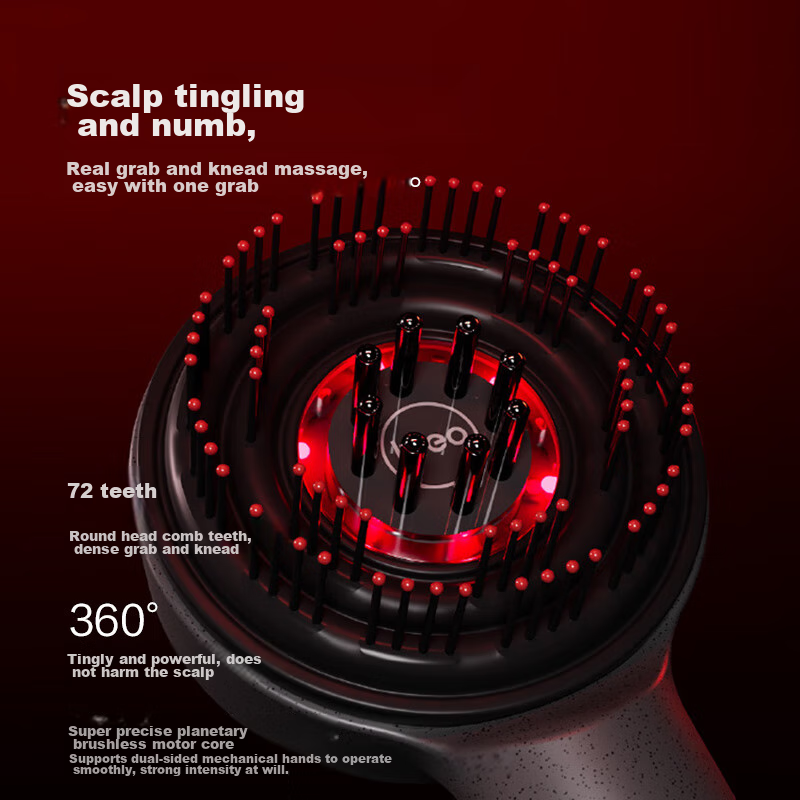 Breo [Mid-Autumn Festival Gift Top] Scalp3 Scalp Massage Comb, Black Kneading Massage, Stress Relief Hair Care Comb, Red Light Comb, Scalp Massager, Mid-Autumn Festival Gift for Elders