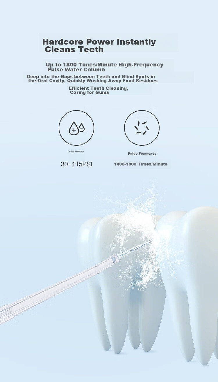 JD Original [Mid-Autumn Festival Gift] Portable Water Flosser with 6 Nozzles, 300ml Large Water Tank, Ultrasonic Dental Irrigator, Oral Irrigation Device for Orthodontics And Gum Care, Adult Use 5