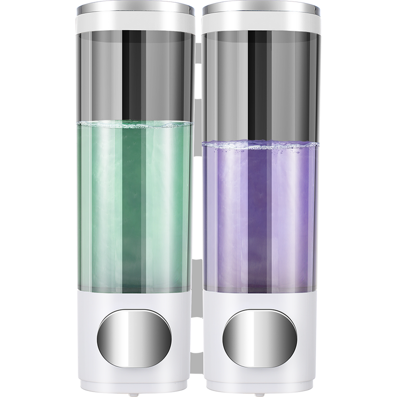MODUN M-9010 Dual-Head Hotel Bathroom Wall-Mounted Manual Large Capacity Soap Dispenser, Shower Gel Dispenser, Hand Soap Dispenser