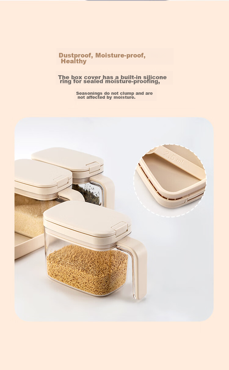 LOCK&LOCK Household Seasoning Box Set, Kitchen Seasoning MSG Salt Container Combination Pack, 3-Piece Set 7