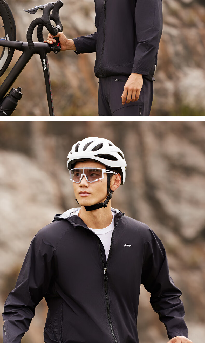 LI-NING Cycling Windbreaker Jacket Spring Warm Bicycle Road Outdoor Mountaineering Waterproof Hooded Jacket 2