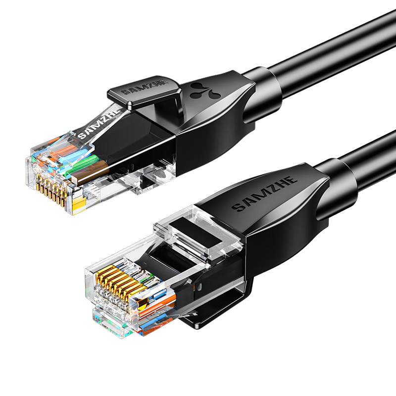 Sanze CAT6A Ethernet Cable 10m Cat6A 10Gbps Finished Network Cable Home Computer Broadband Patch Cord 8-Core Twisted Pair Compatible Gigabit with Dual Connectors Black D6A100